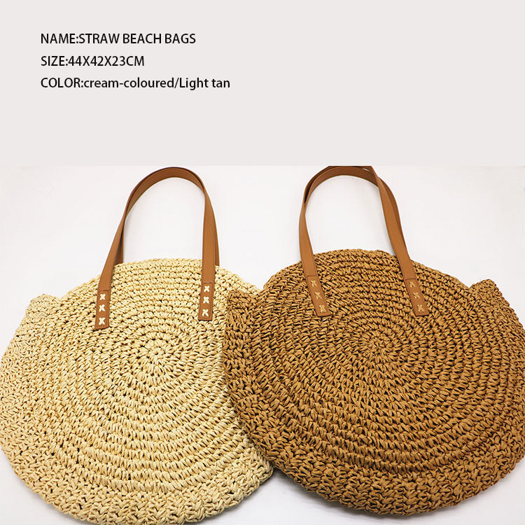 Top Quality Beach Bag Tote Handbag For Women Round Corn Straw Bags