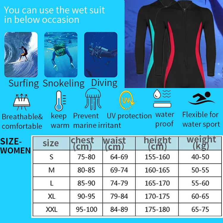 3.0mm Newest Suit Dive Water Scuba Wetsuits Full Body Neoprene Diving Wet Suits For Women