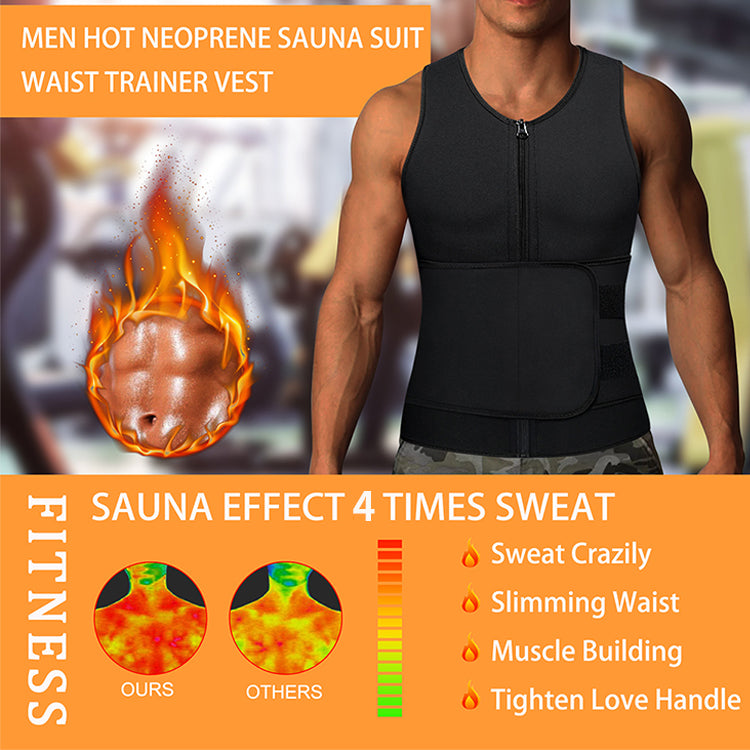 Wholesale Suit Neoprene Adjustable Velcro Sauna Vest With One Waist Belt For Men