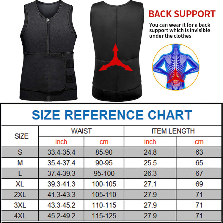 Wholesale Suit Neoprene Adjustable Velcro Sauna Vest With One Waist Belt For Men