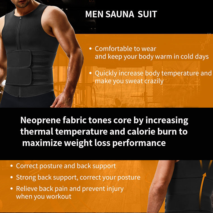 New Original Sweat Trainer Vest Velcro Waist Sauna Suit For Men With Double Belts