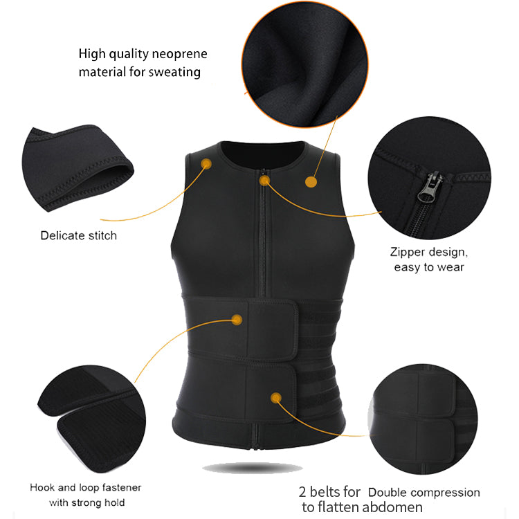 New Original Sweat Trainer Vest Velcro Waist Sauna Suit For Men With Double Belts