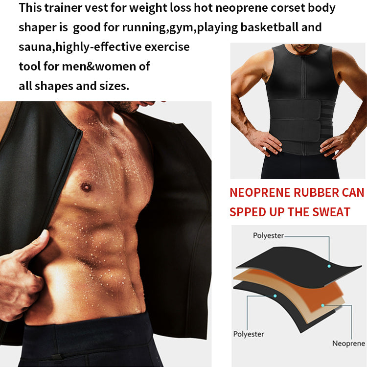New Original Sweat Trainer Vest Velcro Waist Sauna Suit For Men With Double Belts