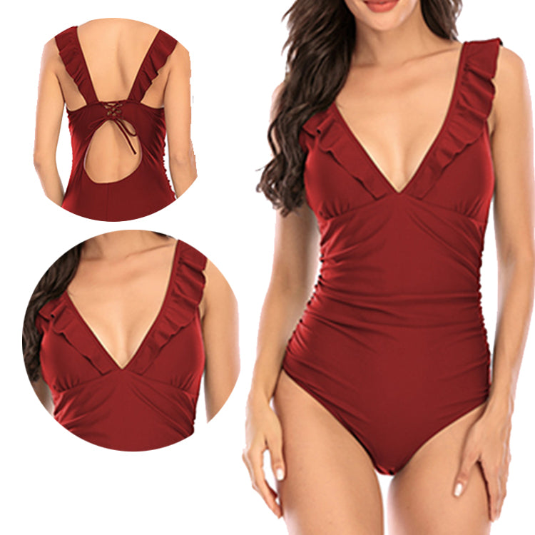 Factory Direct High Quality Swim Women One Piece One-piece Ruffled Womens Suits Swimming Suit bikini