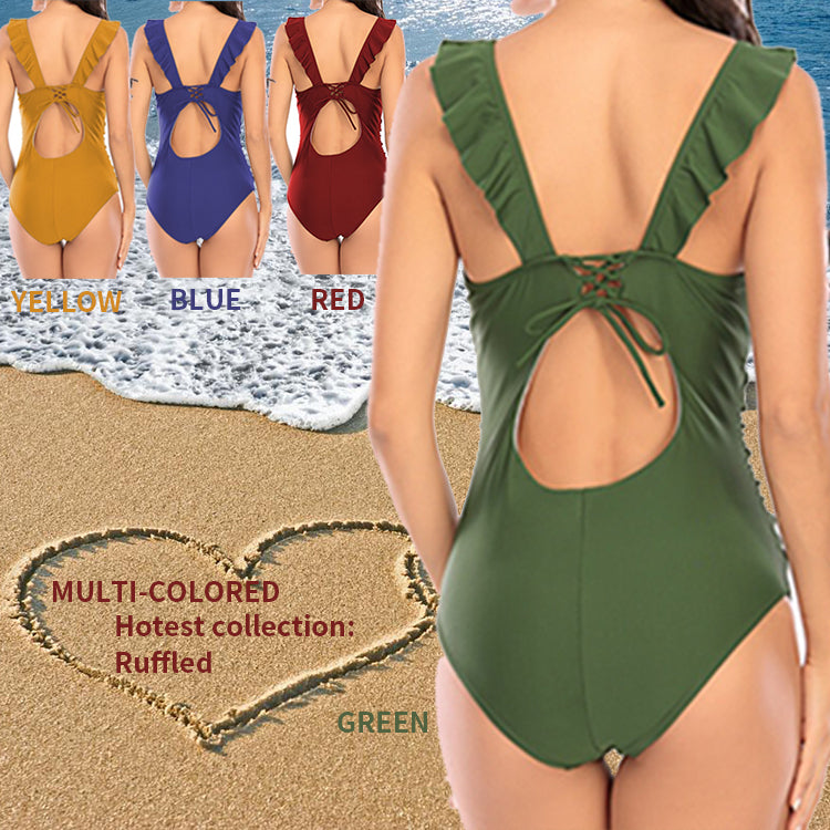Factory Direct High Quality Swim Women One Piece One-piece Ruffled Womens Suits Swimming Suit bikini