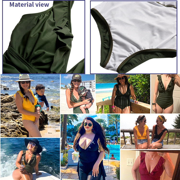 Factory Direct High Quality Swim Women One Piece One-piece Ruffled Womens Suits Swimming Suit bikini