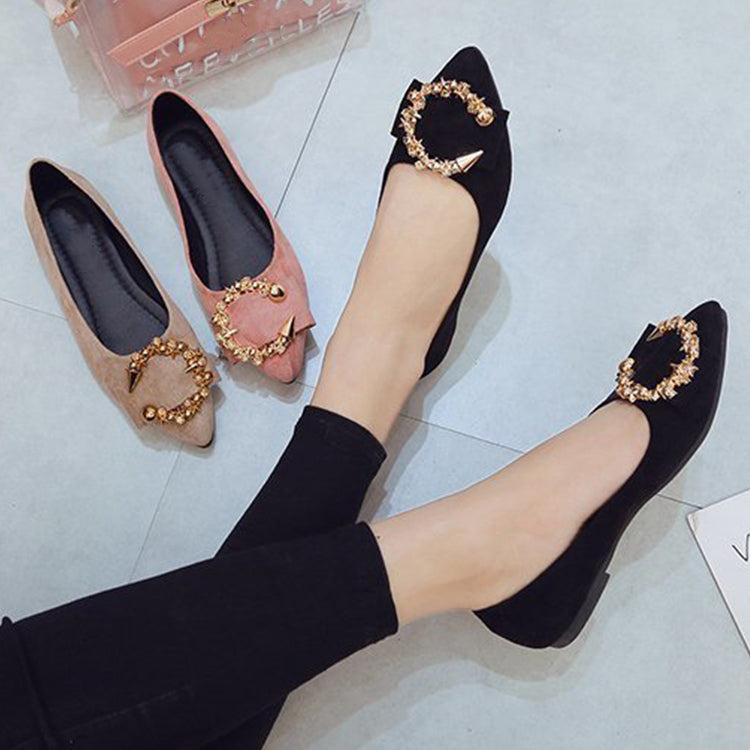 Factory Hot Sale Spring Autumn Women Office Shoes Fashion Pointed Toe Flat Ladies Casual Single Shoes With High Quality