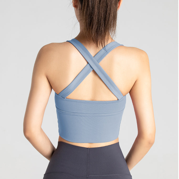 OEM Factory Cross Back With Front Zipper Yoga Bras Women Shockproof Front Zip Sports Bra For Hot sale