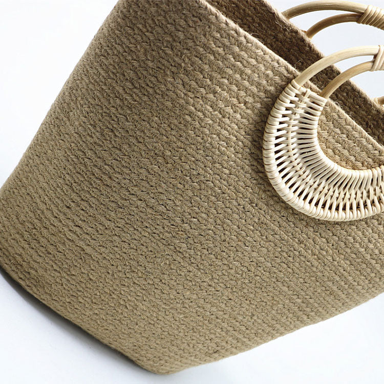 New Products Beach Tote Bag Straw Weaving Lady Handbag Top-Handle Bags