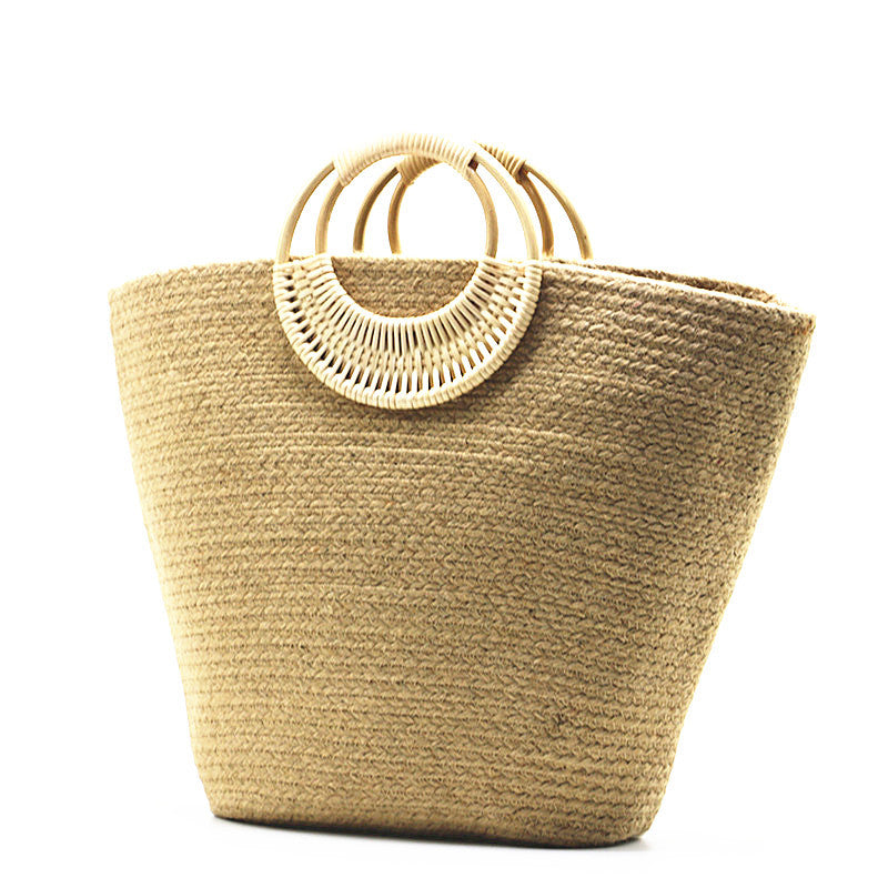 New Products Beach Tote Bag Straw Weaving Lady Handbag Top-Handle Bags