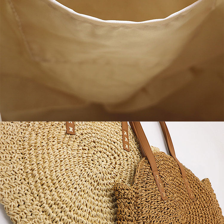 Top Quality Beach Bag Tote Handbag For Women Round Corn Straw Bags