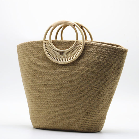 New Products Beach Tote Bag Straw Weaving Lady Handbag Top-Handle Bags