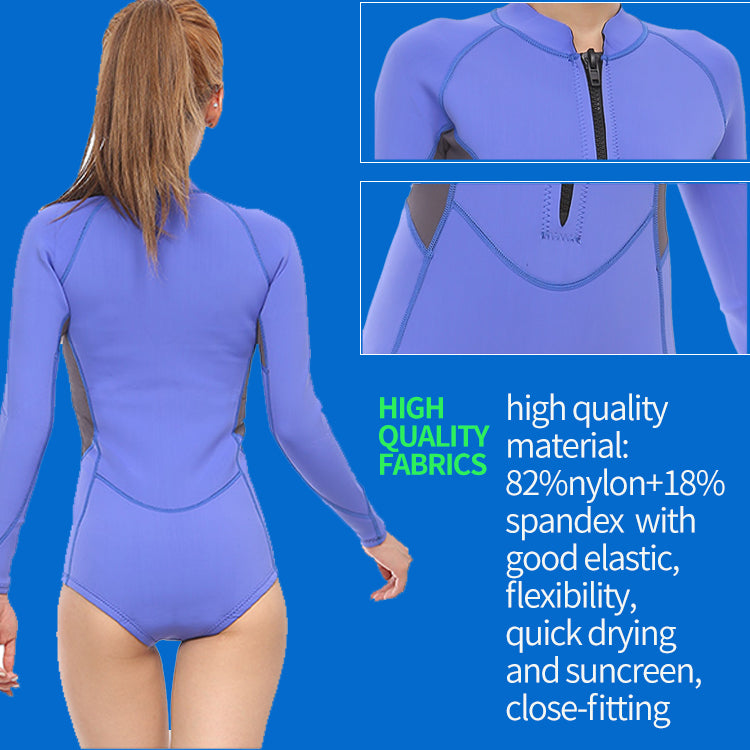 Customized Surfing Wetsuit Swimming Wet For Women In Cold Water Front Zipper Diving Suits Shorty With Long Sleeve