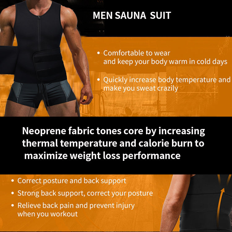 Wholesale Suit Neoprene Adjustable Velcro Sauna Vest With One Waist Belt For Men