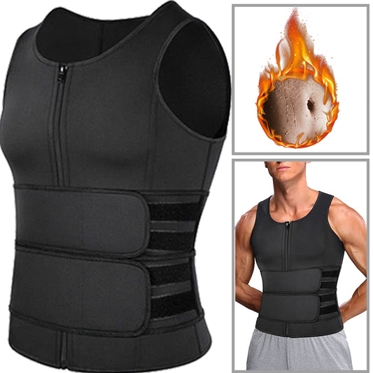 New Original Sweat Trainer Vest Velcro Waist Sauna Suit For Men With Double Belts